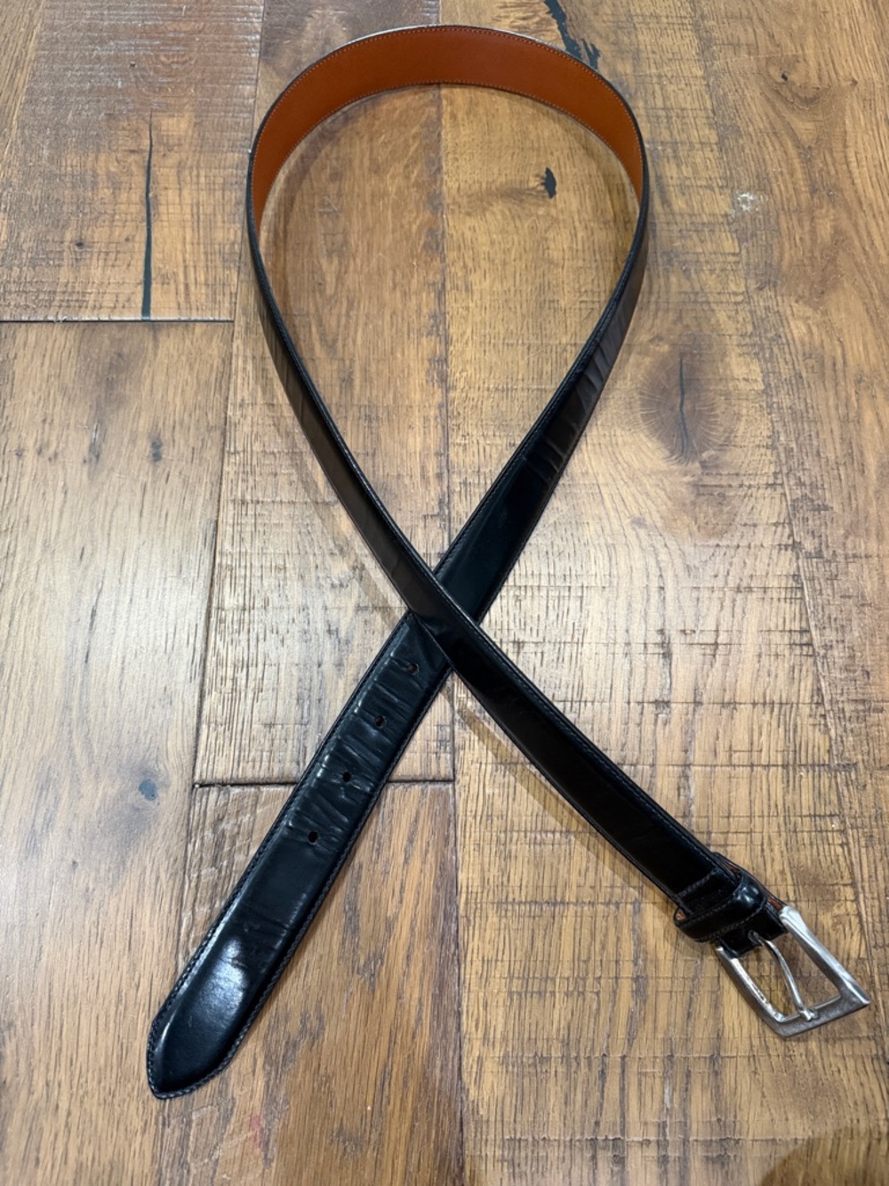 Coach Classic Black Leather Men's Belt with Tan Lining